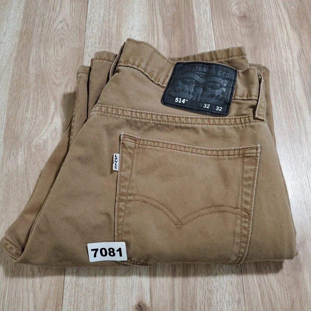 Levis 514 Straight Fit Khaki Tan Cotton Twill Pants Mens 32x32 00514-0531